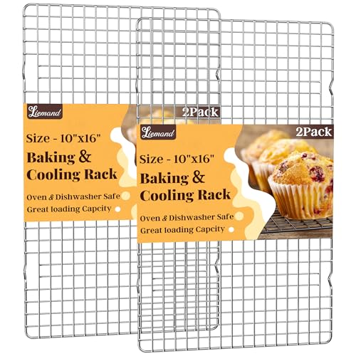 2 PCS Grid Wire Baking Cooling Racks (10“ x 16”-2 Pack / Silver)