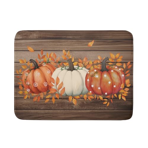 Autumn Pumpkin Dish Drying Mat Rustic Wood Dish Drainer Mats Fast Dry Microfiber Reversible Dish Drying Pad Kitchen Decoration 18x24 inch (Pumpkin Wood / 18" x 24")