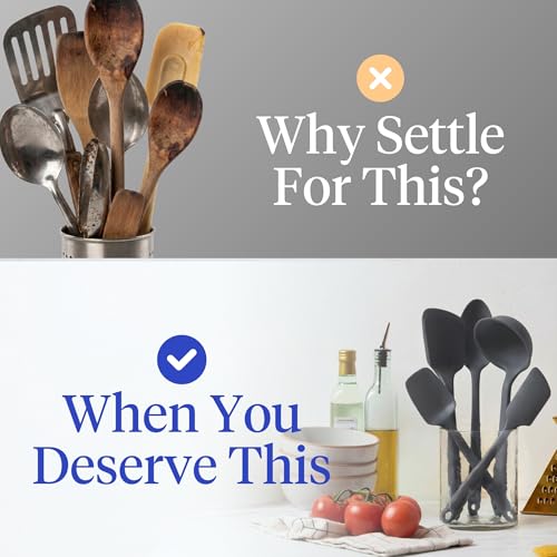 5 Piece Silicone Essentials Kitchen Utensils Set (Charcoal / 5 - Piece Set)
