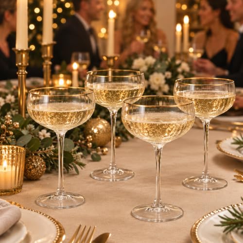 Gold Rim Coupe Glasses 11 oz (Champagne/Coupe)