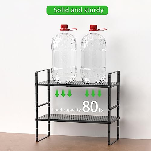 Expandable Storage Shelf (Black 2 Packs / Small - 8.1"W x (16.5"-27.1")L x 9.8"H)