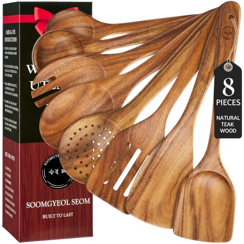 8 Piece Teak Wooden Cooking Utensil Set (8 PCS Set)