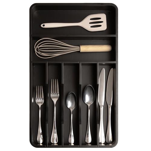 Silverware & Utensil Organizer (Black Bamboo)