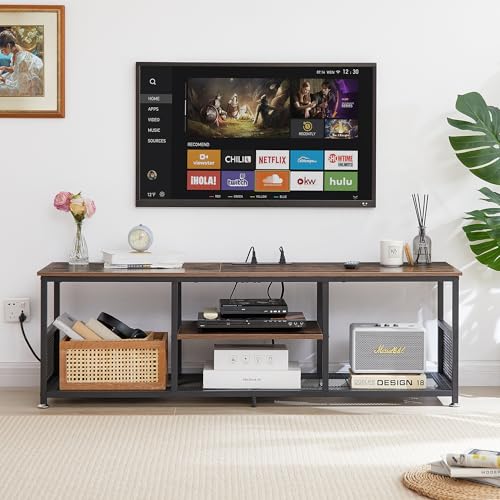 TV Stand with Power Outlets for Televisions up to 65Inch (Brown / 55 Inches / With Power Outlets)