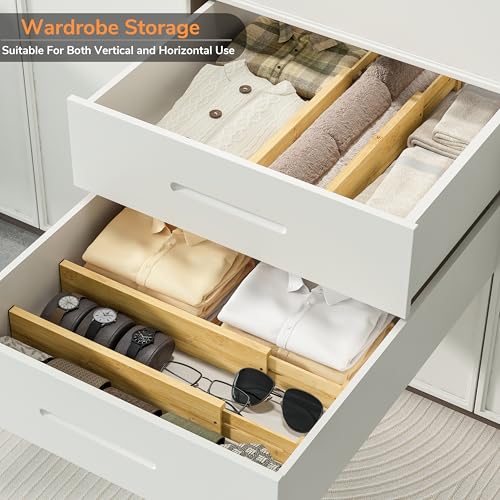 Bamboo Expandable Drawer Dividers (Natural / 3''H, 16.65''-22''L)