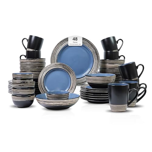 HomeVss 48 Piece Dinnerware Set (Blue / Service for 8 - 48pc Set)