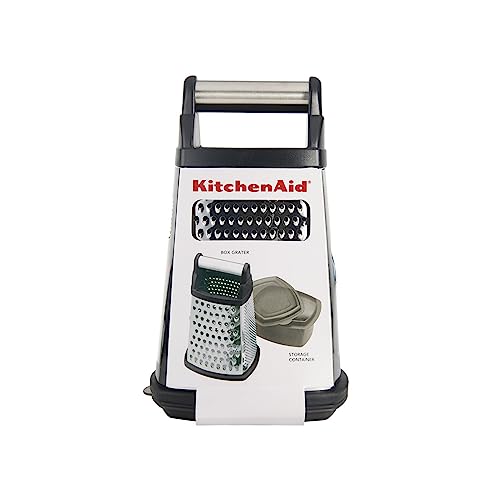 Gourmet Box Grater with Detachable Measuring Container and Lid (Black)