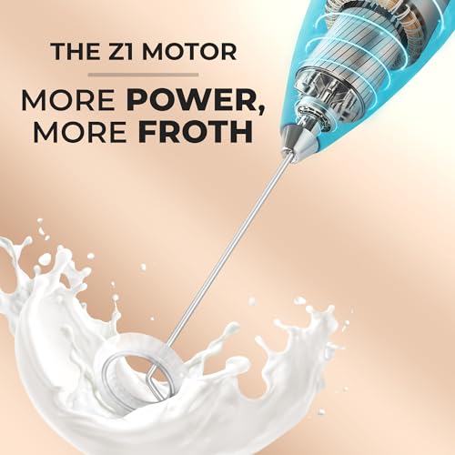 Powerful Milk Frother Wand With Duracell Batteries (42 - Teal / Z1 Motor + Batteries)