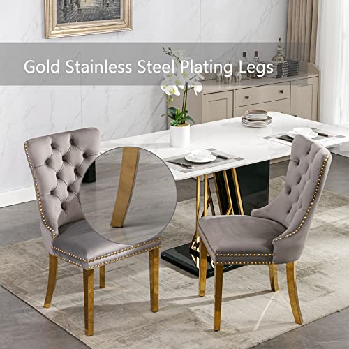 Grey Velvet Dining Chairs Set of 6 (Classic Gray)