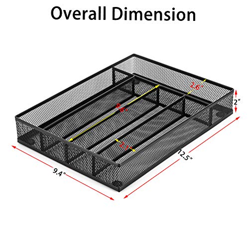 Utensil Drawer Organizer (5 Compartments / Black)