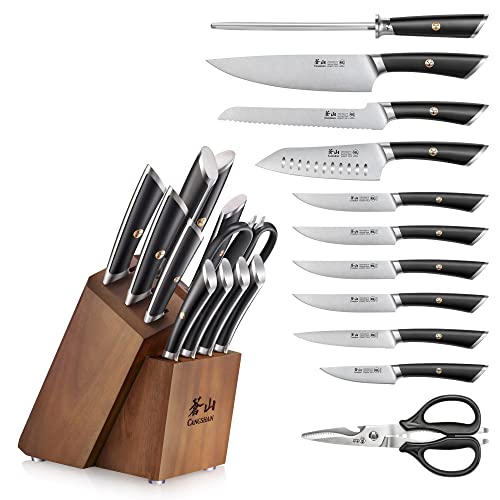 ELBERT Series German Steel Forged Knife Block Sets (12-PIece / Black)