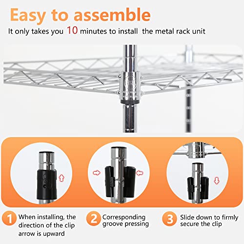 6 Tier Wire Shelf (Chrome / 17×12×64)