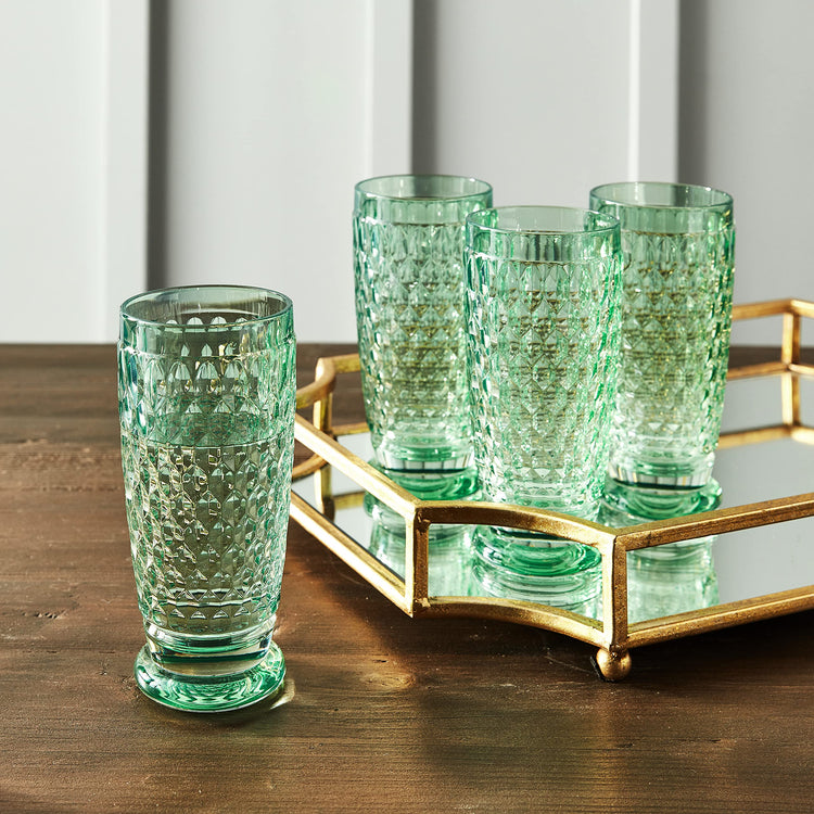 Boston Green Crystal Highball Glasses (Green / Highball)