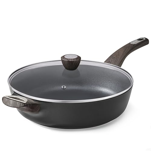 Nonstick Frying Pan Skillet with Lid (3.8QT / 10.5IN / Classic Black)