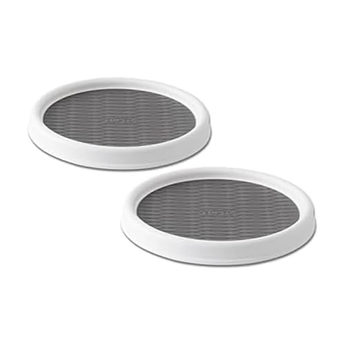 Lazy Susan Turntable Organizer Set of 2 (White/Gray / 9-Inch (Pack of 2))