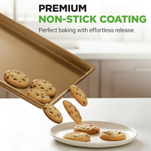Nonstick XL Cookie Sheet Baking Pan (1-Pack / Gold)