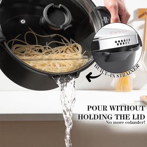 5qt Pasta Pot with Strainer Lid (Black)