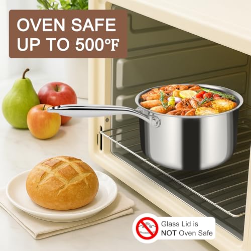 3 Ply Stainless Steel Saucepan with Lid (3 Quarts)