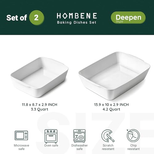 HOMBENE Ceramic Baking Dish (Set of 2 (3.3QT/4.2QT))