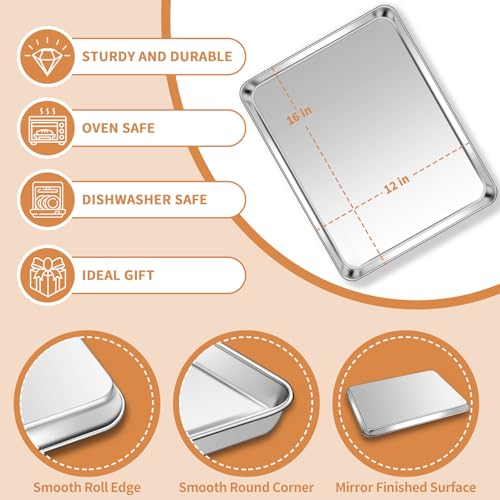 Stainless Steel Baking Sheet Pan Set of 2 (16 inch)