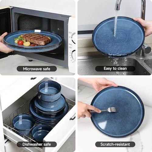 Stoneware Dinnerware Sets for 4 (Midnight Blue / 4-Set(12pcs))