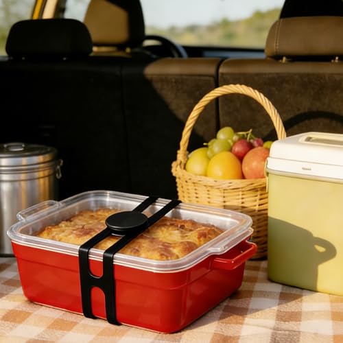 Silicone Latch Strap for Slow Cooker Lid (Black&Black / 55 cm)