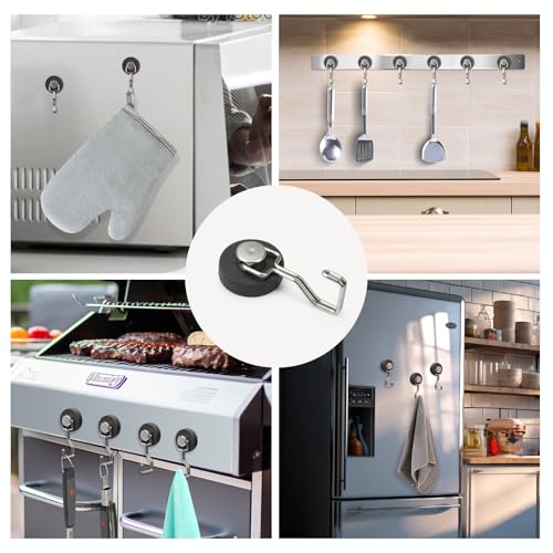 Magnetic Hooks for Grill & Refrigerator (12 Pack / Sliver)