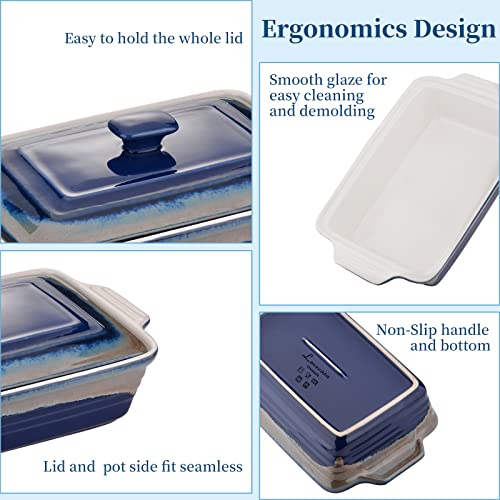 4.5 Quart Ceramic Casserole Dish with Lid (Blue Grey)