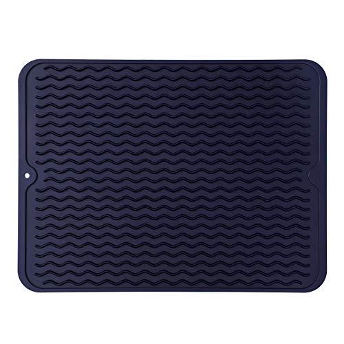 Silicone Dish Drying Mat (Navy Blue / 16"L x 12"W)