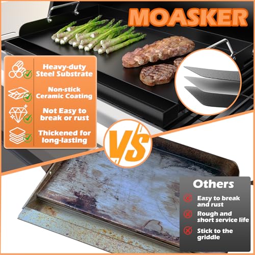 25" x 16" Cast Iron Flat Top Griddle for Gas Grill & Stove Top (25" x 16" x 3")