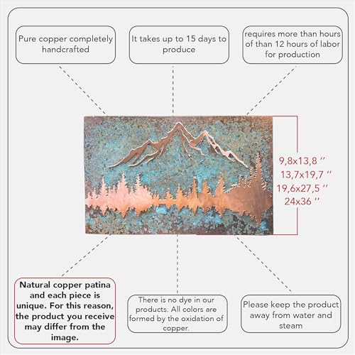 ooc art Handmade Copper Wall Art for Home (patina / 19.7"L x 13.7"W)