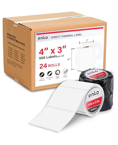 4 x 3 in 24 Rolls (24 Rolls - 12,000 Labels)