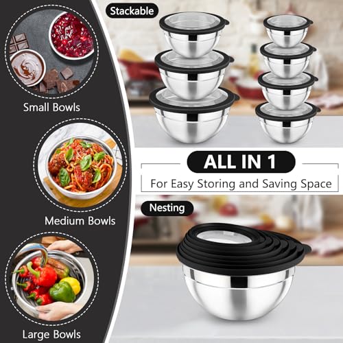 Mixing Bowl with Lid Set of 7 (Black)