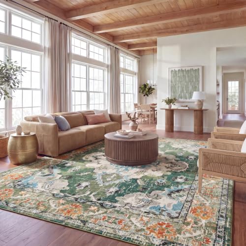 Monaco Area Rug 11x15 (11' x 15' (Rectangular) / Forest Green/Light Blue)