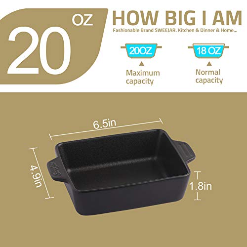Sweejar Ceramic Baking Dish (Black / Rectangle 6.5 x 4.9IN)