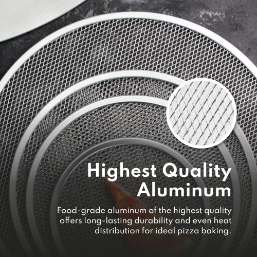 Restaurant Grade Seamless Aluminum Pizza Baking Screen (14-Inch / Silver)