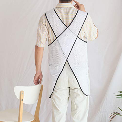 100% Waterproof Cross Back Apron With Pockets For Women Men Dishwashing (White Transparent)