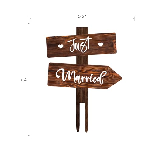 Rustic Just Married Wedding Cake Topper in Wood Wedding Cake Decoration (Just Married)