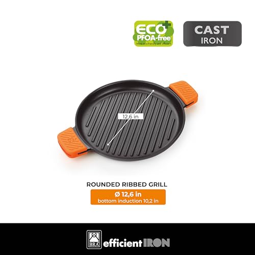 COOKWARE Efficient Iron Round Ribbed Grill (Round Grill)