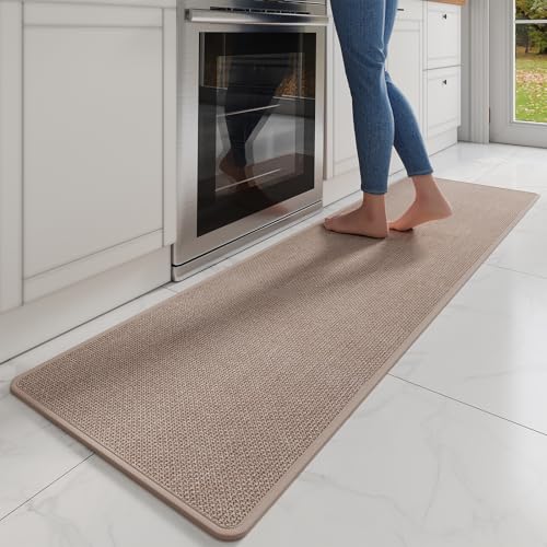Long Kitchen Runner Rugs Kitchen Mat Non Slip Washable Brown 17"x71" (A- Brown / 17"x71")