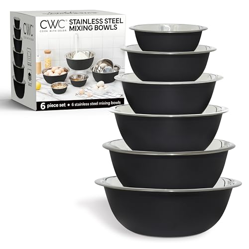 Stainless Steel Mixing Bowls Set (6 Pieces / Black)