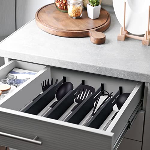 4 Pack Bamboo Drawer Dividers 2.6" High (Black / 12-17 INCH)
