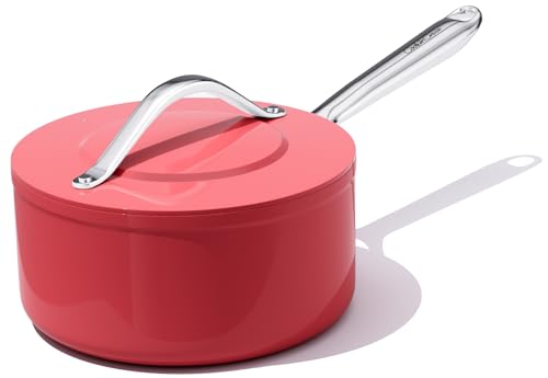3.5 QT Ceramic Sauce Pan with Lid (Fusion Red)