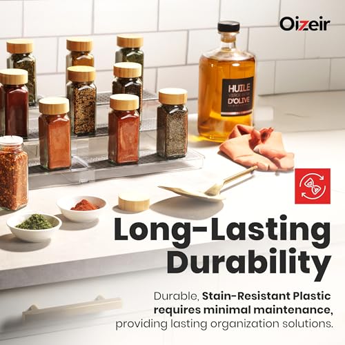 3 Tier Expandable Spice Rack Organizer for Cabinet (2-Pack / Clear)