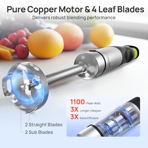 4-in-1 Immersion Blender Handheld Max 1100W, Trigger Speed Control (4 IN 1)