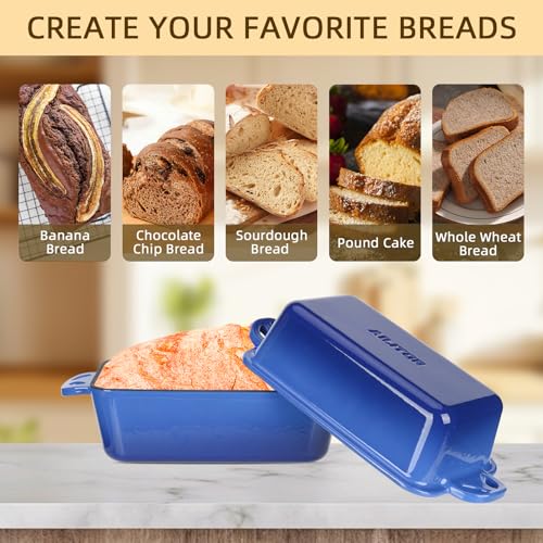 9x5 Enameled Cast Iron Loaf Pan with Lid (Blue)