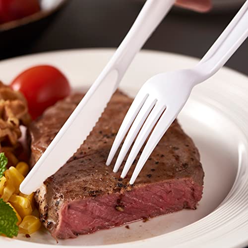 500 Count Heavy Duty White Plastic Forks Disposable Utensils Party Cutlery Heavyweight (fork)