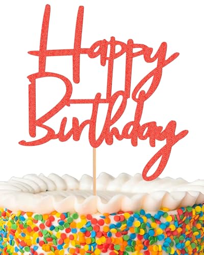 Happy Birthday Cake Topper (Red)