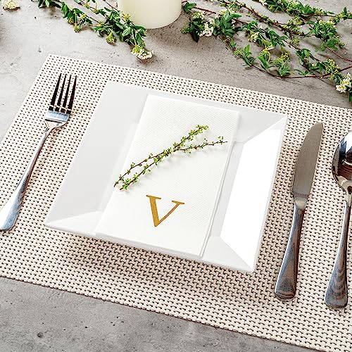 Gold Letter V Monogram Linen (Gold / 2000 Count / V)
