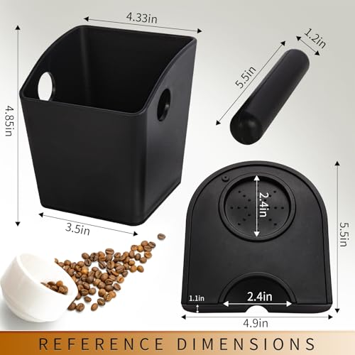 Knock Box Square High Sidewall Design Espresso Knock Box Tamping Mat Espresso Machine Accessories Set of 2 with Removable Knock Bar and Anti (Square Knock Box with Tamper Mat)
